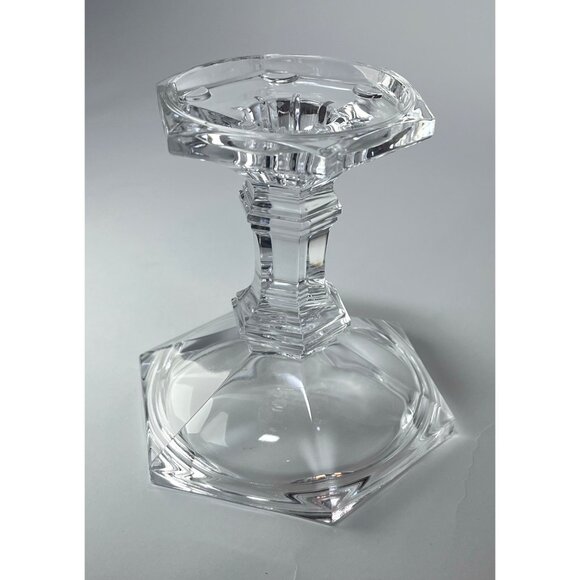 TELEFLORA Candle Holder Crystal Glass Blown Candlestick Candle Stick Pillar VTG - Picture 1 of 11